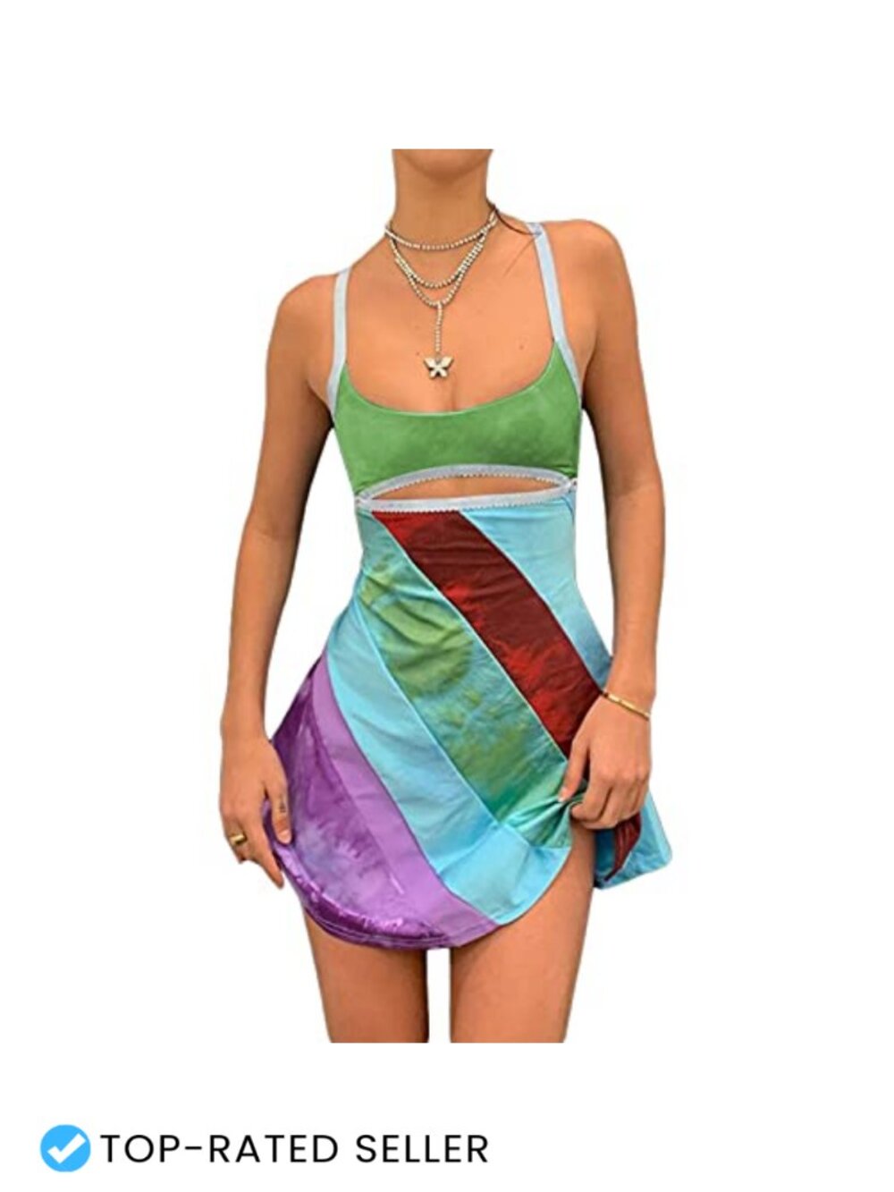 Retro Y2K Striped Bodycon Mini Dress
